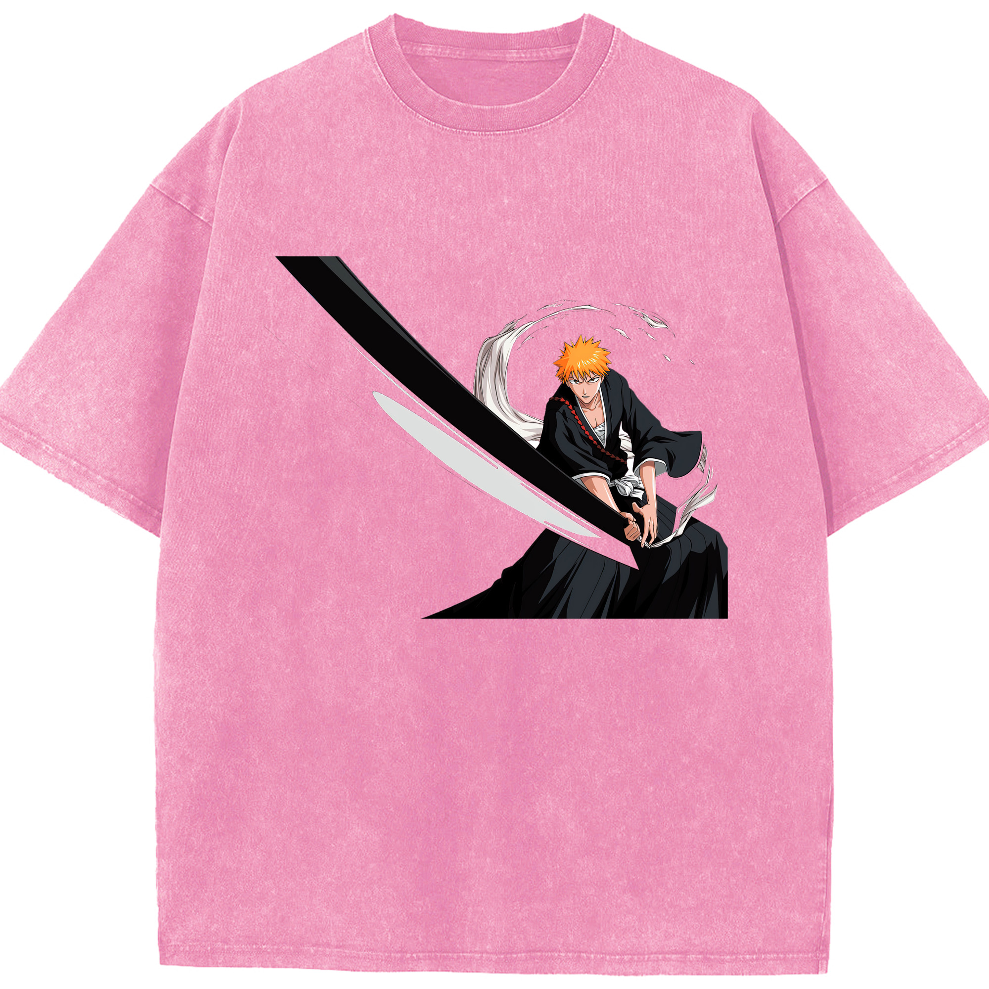 （画像用） ブリーチ 黒崎一護（くろさき いちご）BLEACH Kurosaki Ichigo 綿100% ヴィンテージ風 半袖Tシャツ（フロントプリント）